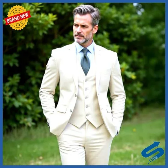 Slim Fit 3-Piece Suit Set Jacket Vest Pants Formal Wedding Prom